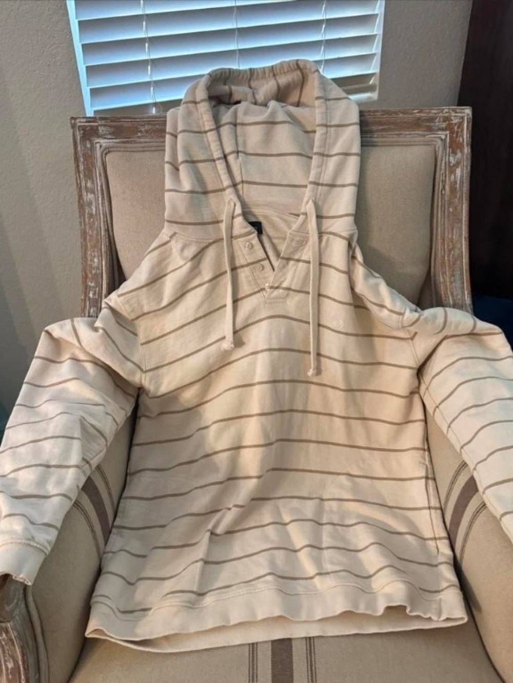 Brixton Cream Striped French Terry Hooded Pullover